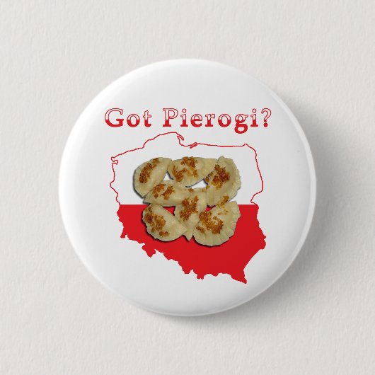 Pierogiの得られたポーランドの地図 缶バッジ (正面)
