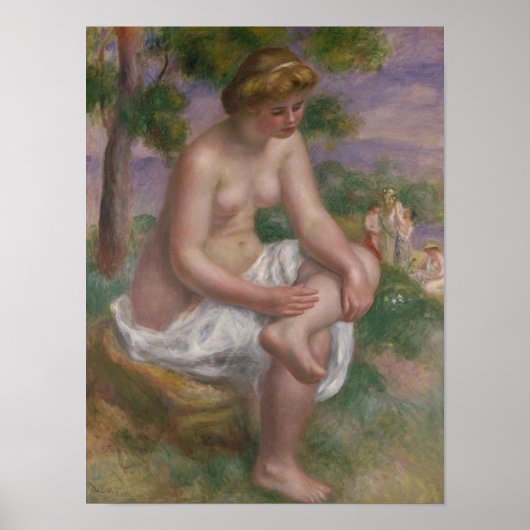 Pierre A Renoir | Seated Bather in a Landscape ポスター (正面)