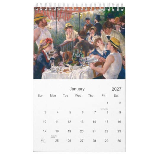 Pierre-Augusteルノアールによるカレンダー。 カレンダー (1月 2027)