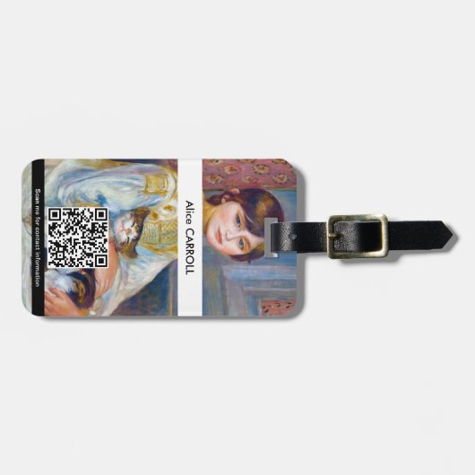 Pierre-Augusteルノアール- Child with Cat - QR Code ラゲッジタグ (正面横)