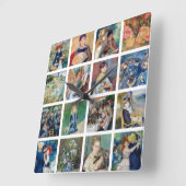 Pierre-Auguste Renoir - Masterpieces Collage スクエア壁時計 (傾斜)