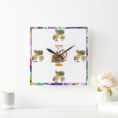 Pierre pelican's brilliant beak スクエア壁時計 (ホーム)