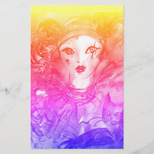 PIERROT WITH CAT / Mardi Grasマスカレードパーティー 便箋 (正面)