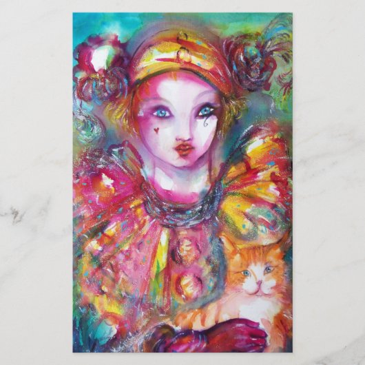 PIERROT WITH CAT / Mardi Grasマスカレードパーティー 便箋 (正面)