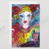 PIERROT WITH CAT / Mardi Grasマスカレードパーティー 便箋 (正面/裏面)