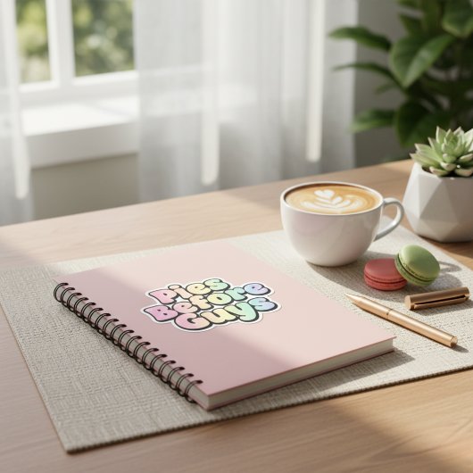 "Pies Before Guys" Retro Bubble Letter シール