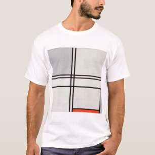 Pietモンドリアンコンポジション(No. 1)グレーレッド Tシャツ