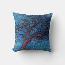 Pietモンドリアン、夕べ：赤い木 クッション