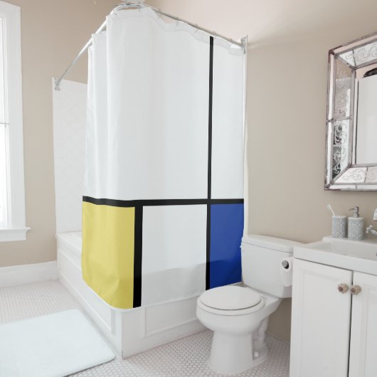 Pietモンドリアン – 組版幾何学模様抽象芸術 シャワーカーテン (インサイチュ)