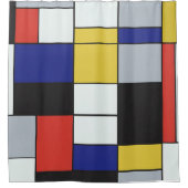 Pietモンドリアン – 組版幾何学模様抽象芸術 シャワーカーテン (正面)