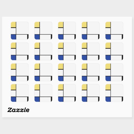 Pietモンドリアン – 組版幾何学模様抽象芸術 スクエアシール (シート)