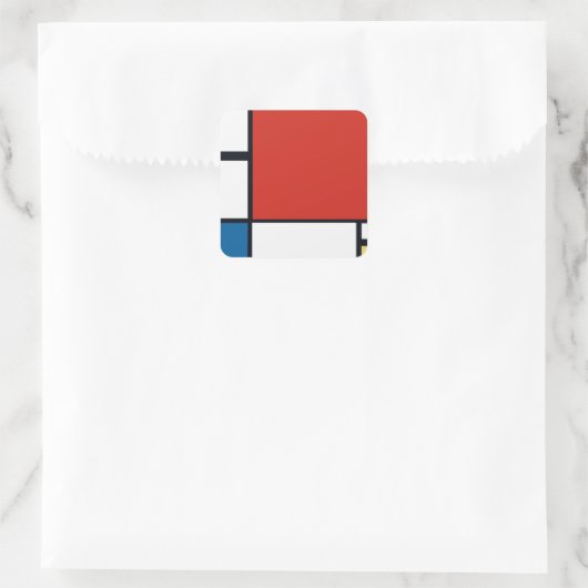 Pietモンドリアン – 組版幾何学模様抽象芸術 スクエアシール (バッグ)