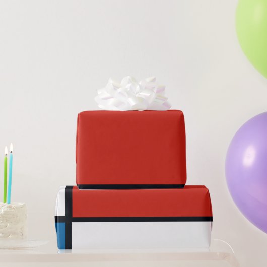 Pietモンドリアン – 組版幾何学模様抽象芸術 ラッピングペーパー (パーティーギフト)