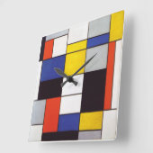 PIET MONDRIAAN - Compositon A 1923年 スクエア壁時計 (傾斜)