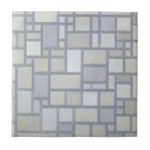 Piet Mondrian Abstract Geometric Grey Grid Art タイル (正面)