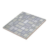 Piet Mondrian Abstract Geometric Grey Grid Art タイル (側面)