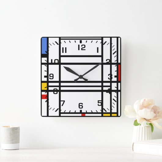 Piet Mondrian, Composition 10 スクエア壁時計 (ホーム)