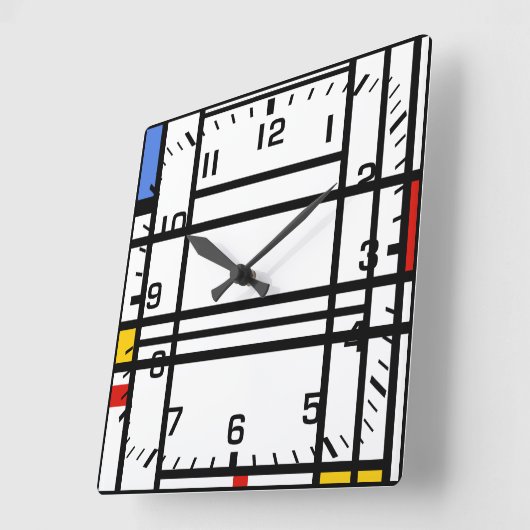 Piet Mondrian, Composition 10 スクエア壁時計 (傾斜)