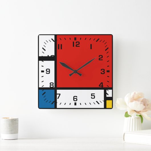 Piet Mondrian, Composition ii スクエア壁時計 (ホーム)