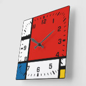 Piet Mondrian, Composition ii スクエア壁時計 (傾斜)