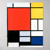 Piet Mondrian Composition Red Yellow Blue Black ポスター (正面)