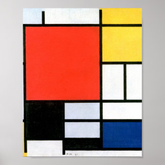 Piet Mondrian Composition Red Yellow Blue Black ポスター