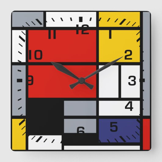 Piet Mondrian, Composition with Large Red Plane スクエア壁時計 (正面)