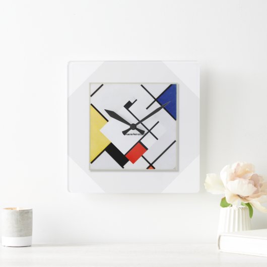 Piet Mondrian Modern Art Clock スクエア壁時計 (ホーム)