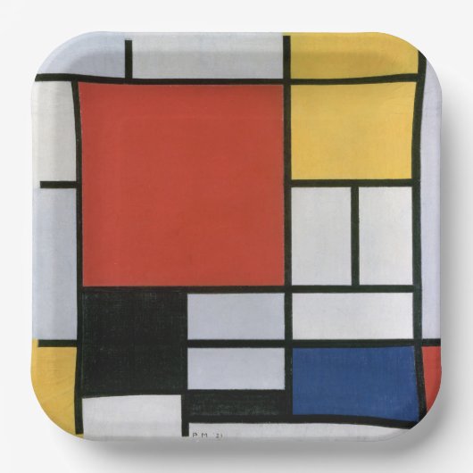Piet Mondrian Red Blue Yellow Abstract Art ペーパープレート (正面)