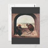 Pieter Bruegelによる2匹のサル ポストカード (正面/裏面)