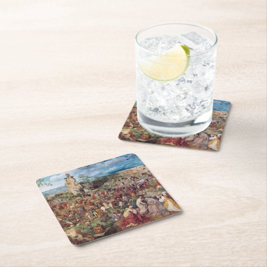 Pieter Bruegelのカルヴァリへの行列 スクエアペーパーコースター (インサイチュ)