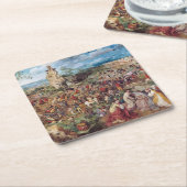 Pieter Bruegelのカルヴァリへの行列 スクエアペーパーコースター (アングル)