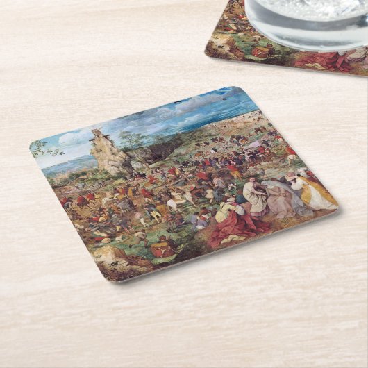 Pieter Bruegelのカルヴァリへの行列 スクエアペーパーコースター (アングル)