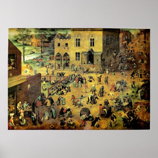 Pieter Bruegelの"Children's Games" - 1560 ポスター (正面)