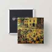 Pieter Bruegelの"Children's Games" - 1560 缶バッジ (正面&裏面)