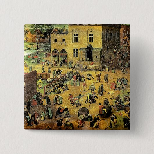 Pieter Bruegelの"Children's Games" - 1560 缶バッジ (正面)