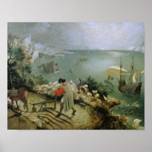 Pieter Bruegel年長者-イカロスの景色の秋 ポスター