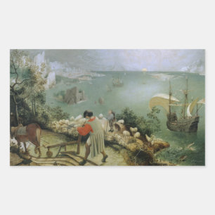 Pieter Bruegel年長者-イカロスの景色の秋 長方形シール