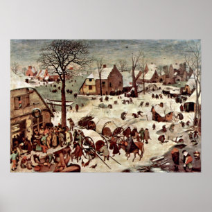 Pieter Bruegel年長者-ベスレヘムの人口調査 ポスター