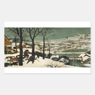 Pieter Bruegel年長者-雪のハンター 長方形シール