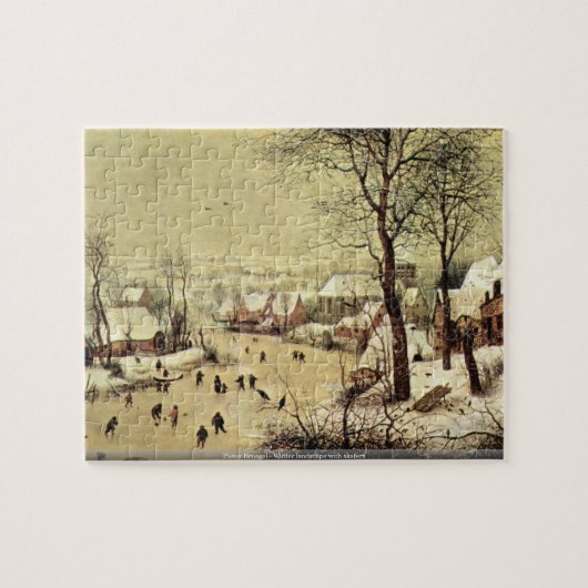 Pieter Bruegel -スケート選手との冬の景色 ジグソーパズル (横)