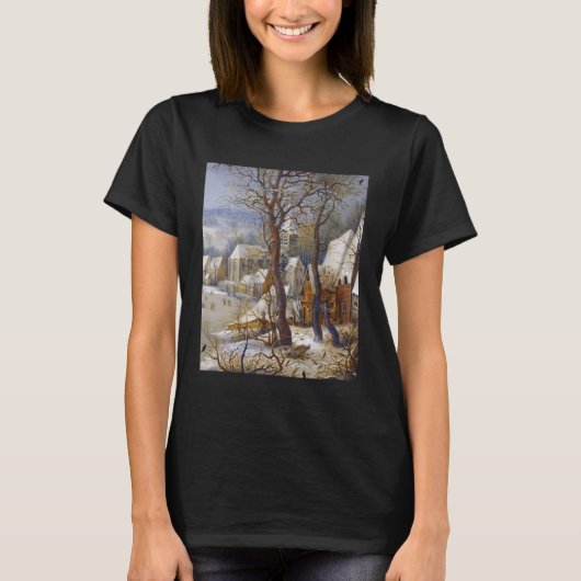 Pieter Bruegel Biと長老の冬の風景 Tシャツ (正面)