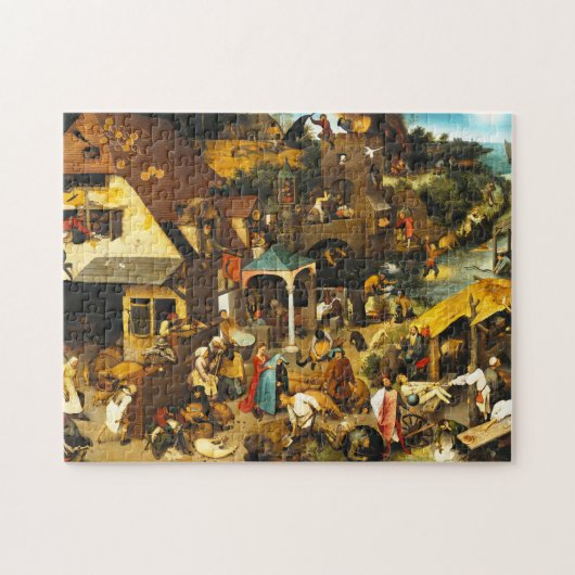 Pieter Bruegel Netherlandishの諺のパズル ジグソーパズル (横)