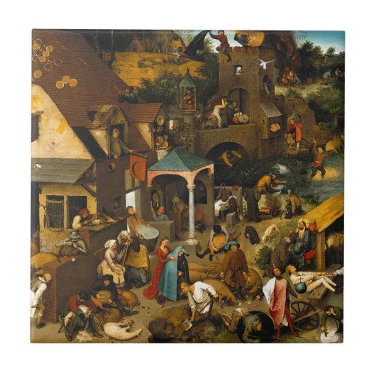 Pieter Bruegel the Elder -オランダ諺 タイル (正面)