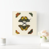 Pieter Cramer著明るい蝶 スクエア壁時計 (ホーム)