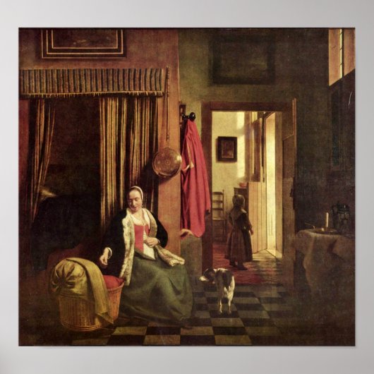 Pieter de Hooch – クレードルで母 ポスター (正面)