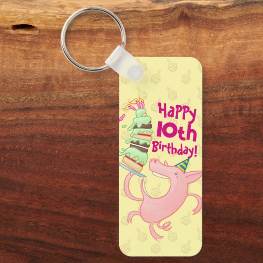 Pigおもしろい Add The Age Giantお誕生日ケーキ漫画 キーホルダー (正面)