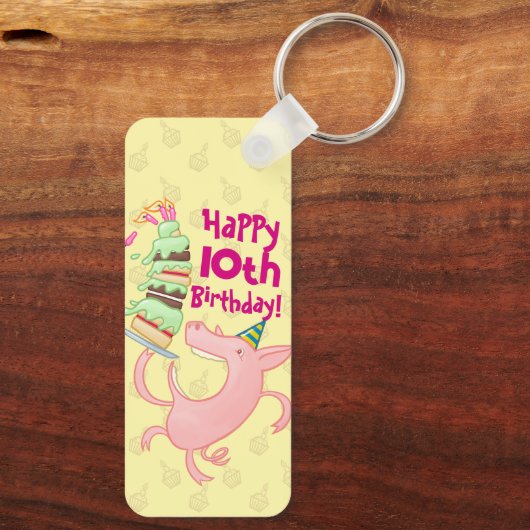 Pigおもしろい Add The Age Giantお誕生日ケーキ漫画 キーホルダー (裏面)