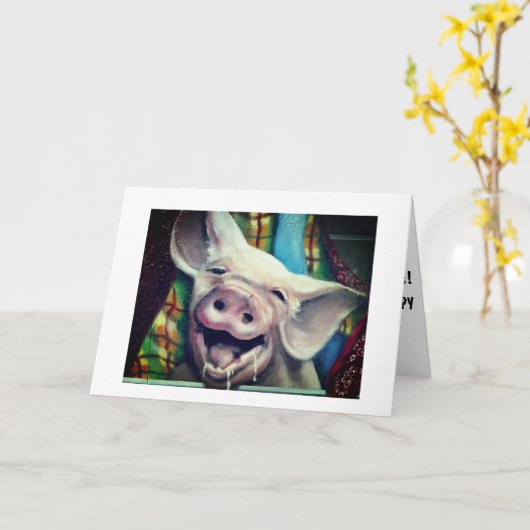 PIGが言うおもしろい**大人の誕生日**ユーモア カード (黄色い花)