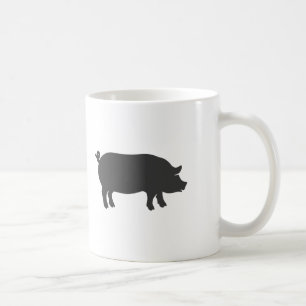 Pigファームシルエット-背景色を選択 コーヒーマグカップ